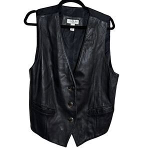 Lord & Taylor Leather Vest Black Size L